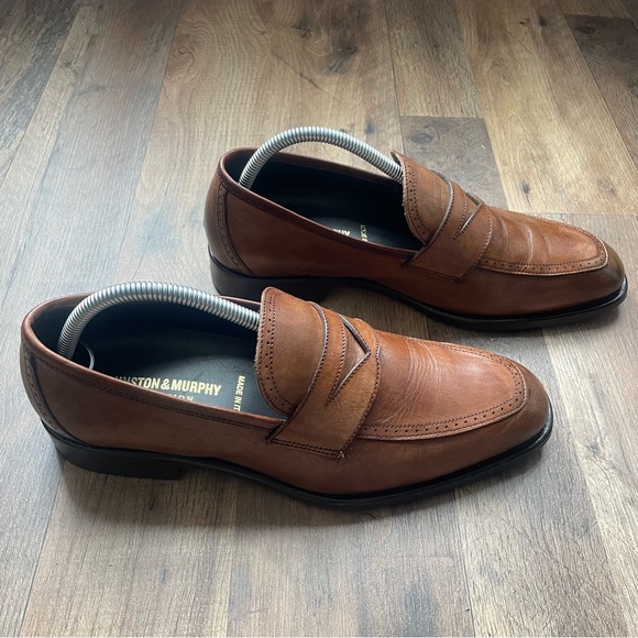Johnston & Murphy Men's Tan Leather Loafers Made In Italy